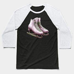 Pink Ice Skating Boots Baseball T-Shirt